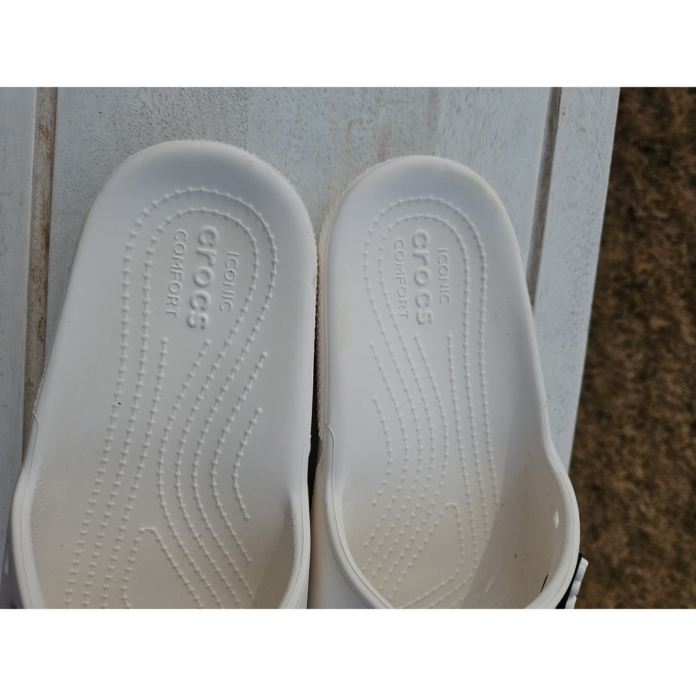 Crocs Unisex Classic One-Strap‎ Slide Sandals, White, Womens 10 Mens 8 - Picture 9 of 10